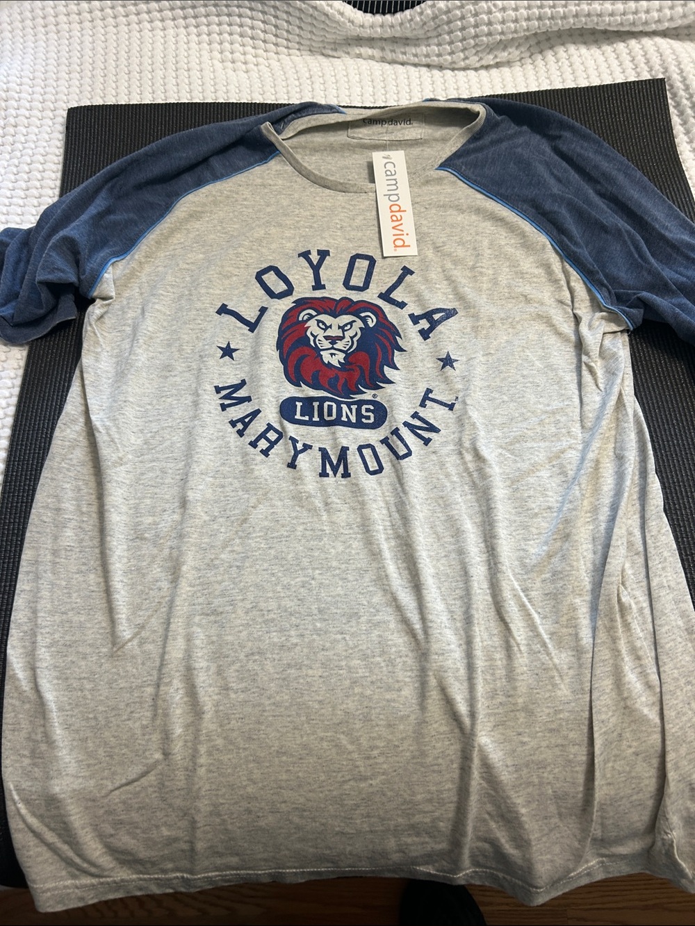 Loyola Marymount Lions Long Sleeve Raglan Tee - Gray with Blue Sleeves
